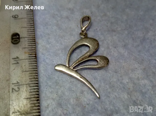 НЕЖЕН ФИГУРАЛЕН СРЕБЪРЕН МЕДАЛЬОН ПЕПЕРУДА АРТ ПЕНДАНТ СРЕБРО 925 ПРОБА 43075, снимка 2 - Колиета, медальони, синджири - 49705055