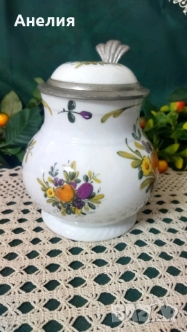 Халба с капак калай и цветя, снимка 2 - Чаши - 52079654