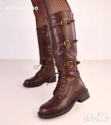 Дамски ботуши с декоративни винтидж катарами Oradea, 2цвята , снимка 7 - Дамски ботуши - 52284011