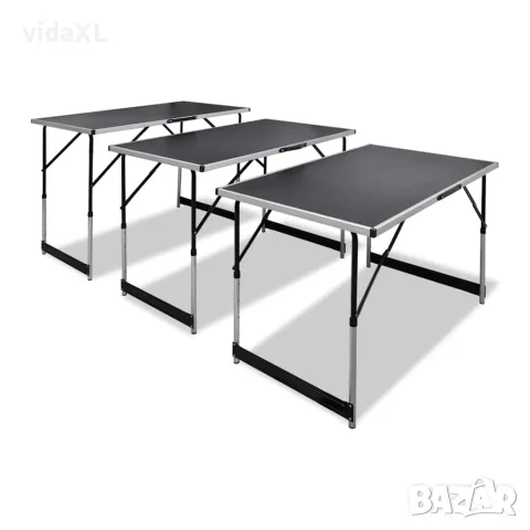 vidaXL Сгъваема маса с регулируема височина, 3 бр