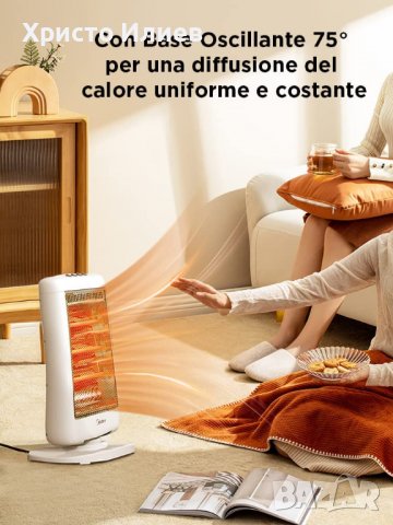 Midea Кварцова Отоплителна печка Халогенен радиатор 1200W, снимка 5 - Отоплителни печки - 39851021