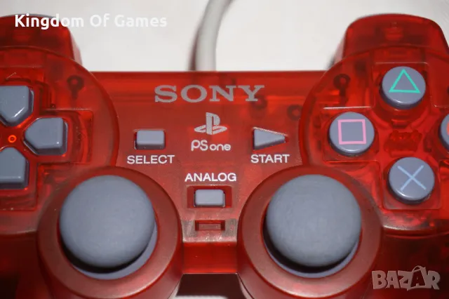 Много Рядък Оригинален Червен Прозрачен PSone Аналогов Контролер за PS1/PS2 в Отлично Състояние, снимка 6 - Аксесоари - 50085632