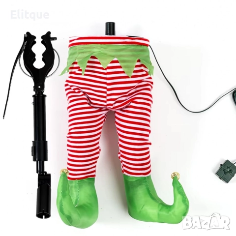 Анимирани крака на елф за коледно дърво – Забавен и уникален празничен декор, снимка 6 - Декорация за дома - 52775279