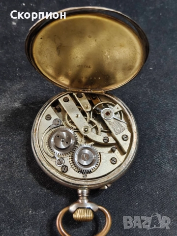 Швейцарски СРЕБЪРЕН джобен часовник 1901г. с позлата - 10 РУБИНА - ПРОМОЦИЯ, снимка 11 - Джобни - 50040781