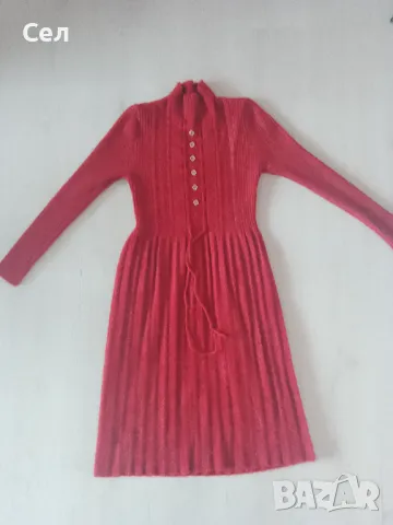 Зимна вишнева рокля , снимка 3 - Рокли - 48701678