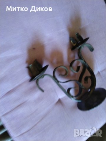 Свещник от соца кован за две свещи 175х160мм и фи 5 и 8 см, снимка 2 - Декорация за дома - 44375530