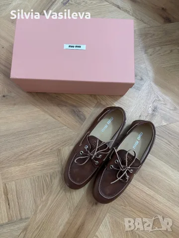 Дамски обувки Miu Miu lace-up leather boat shoes, снимка 3 - Дамски ежедневни обувки - 56085108