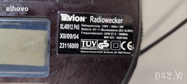 Радиочасовник Tevion XL40912P45, снимка 2 - Радиокасетофони, транзистори - 44382609