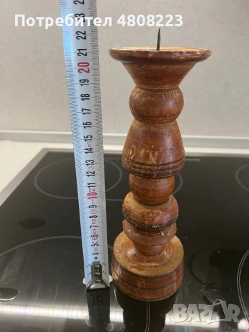 Дървен ретро свещник, снимка 2 - Декорация за дома - 54317448