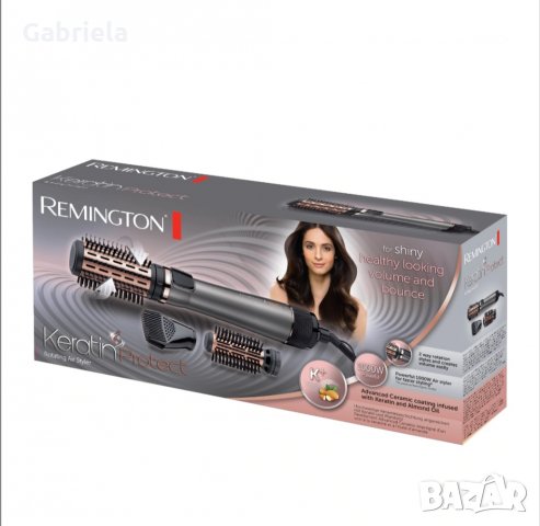 Ротационна четка Remington Keratin Protect AS8810, 1000W, Кератин, Бадемово масло, 3 аксесоара, Сив/, снимка 1 - Преси за коса - 32135847