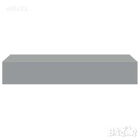 vidaXL Стенен рафт с чекмедже, сив, 60x23,5x10 см, МДФ, снимка 6 - Етажерки - 56146911