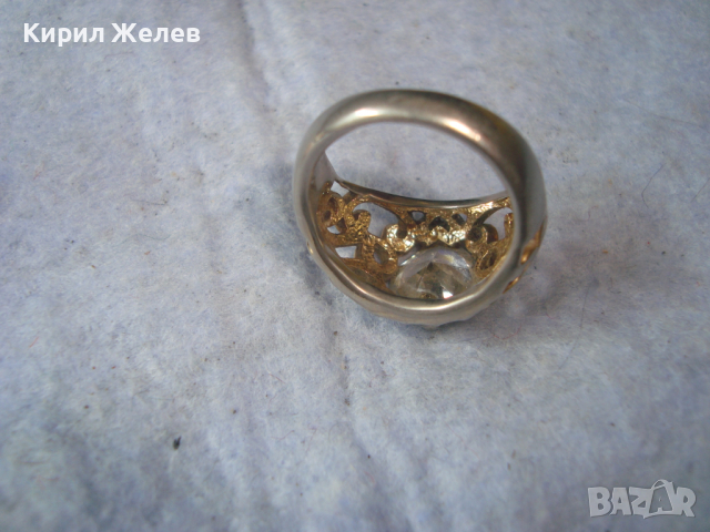СТАР СРЕБЪРЕН СКЪПОЦЕНЕН с ПОЗЛАТА РЕТРО АРТ АЖУРЕН ПРЪСТЕН с ФАСЕТИРАН СЪРЦЕВИДЕН ЦИРКОН 10838, снимка 10 - Антикварни и старинни предмети - 36393679