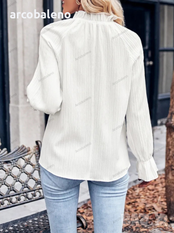 Нова дамска ежедневна едноцветна риза с волани, 4цвята , снимка 12 - Ризи - 44606421