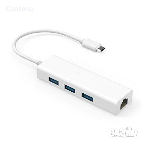 USB C 3.1 hub, с 3 x USB 2.0, Ethernet RJ45 Lan мрежова карта, снимка 4 - Мрежови адаптери - 40419629