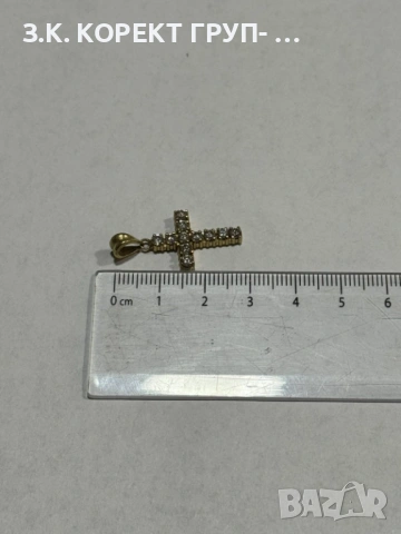 Златна висулка кръст 14К, снимка 6 - Колиета, медальони, синджири - 53037815