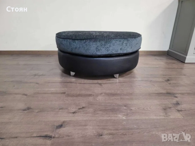 Тъмно сива табуретка от плат полумесец, снимка 6 - Дивани и мека мебел - 52010732