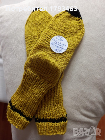 Ръчно плетени детски чорапи с картинка, ходило 21 см., снимка 2 - Детски комплекти - 44512021