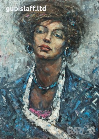 Картина, дамски портрет, худ. Данаил Цонев, снимка 1 - Картини - 40334044