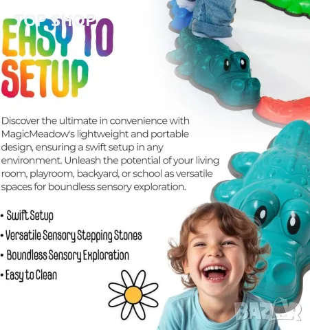 MagicMeadow Крокодилски стъпала 6 броя, игра за деца с аутизъм за баланс и координация, снимка 4 - Образователни игри - 49546443