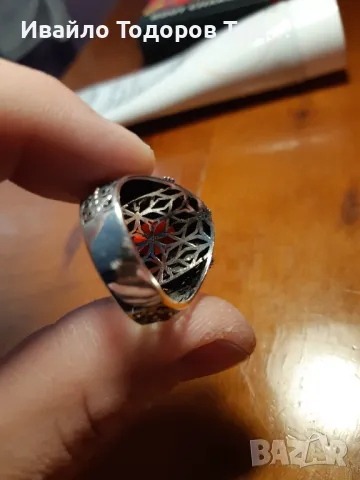 Масивен бутиков сребърен пръстен с огромен рубин, снимка 6 - Пръстени - 47901663