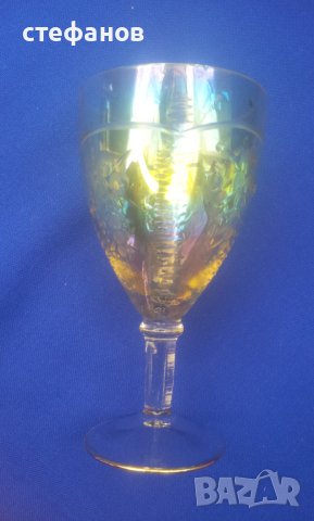 Стъклени чаши за концентрат или вино, богата ръчна инкрустация, столче, седефен ефект, снимка 6 - Чаши - 40783411