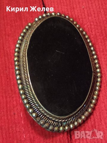 СТАРИННА САЧАНЕНА БРОШКА с ОГРОМЕН ШЛИФОВАН ЧЕРЕН ОНИКС РЪЧНА ЮВЕЛИРНА ИЗРАБОТКА 72361, снимка 3 - Антикварни и старинни предмети - 32265600