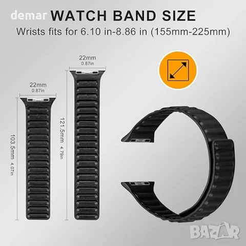 maogoam Mag-Link магнитна кожена каишка за Apple Watch Ultra 2 49 mm (2022-2024), черна, снимка 3 - Аксесоари за Apple - 48876510