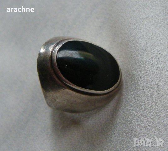 Голям сребърен пръстен с черен турмалин, снимка 4 - Пръстени - 44241660