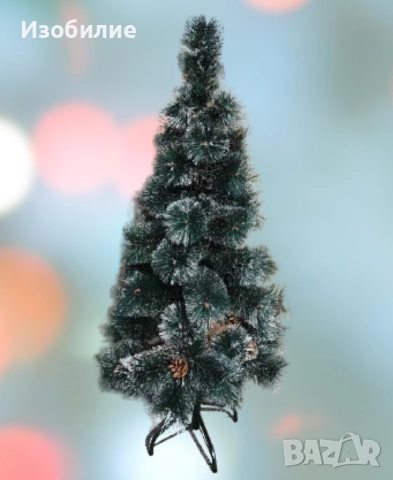 Елха - Изкуствена коледна елха с бели връхчета и шишарки , снимка 4 - Декорация за дома - 52385638