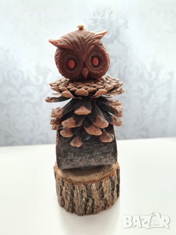 Декорация бухал свещ от естествени природни материали