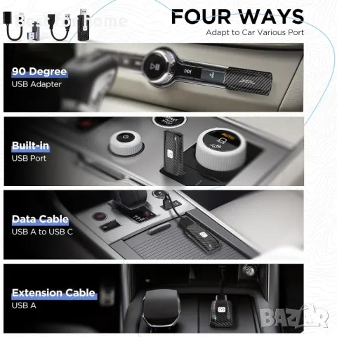 Безжичен адаптер за автомобил  MSXTTLY Carplay, снимка 2 - Мрежови адаптери - 49728028