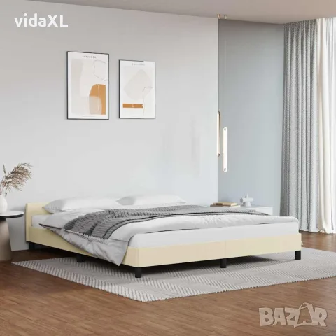 vidaXL Рамка за легло с табла без матрак, кремава, 180x200 см, снимка 2 - Спални и легла - 56147173