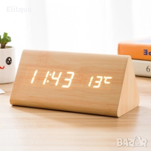 LED Цифров часовник, дървен показващ часа и температурата, снимка 5 - Стенни часовници - 52862897