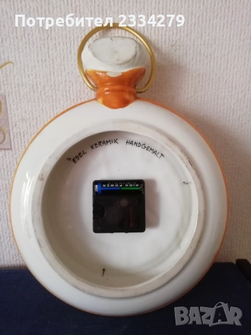 Стар бутиков часовник, авторска ръчно рисувана керамика, снимка 4 - Стенни часовници - 52883777