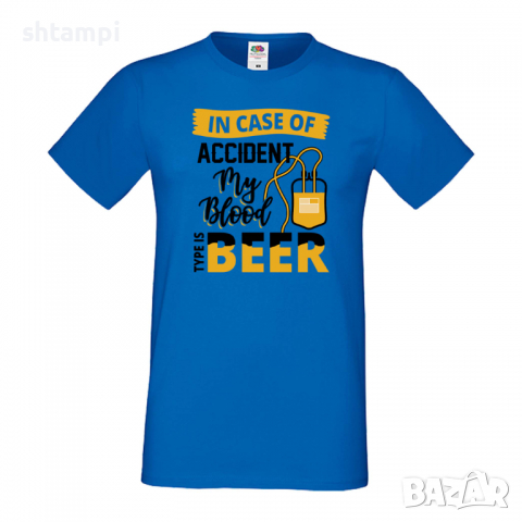 Мъжка тениска In Case Of Accident My Blood Type Is Beer,Бира,Бирфест,Beerfest,Подарък,Изненада,Рожде, снимка 4 - Тениски - 36378219