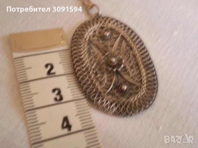 Ретро медальон филигран, снимка 6 - Антикварни и старинни предмети - 36526675