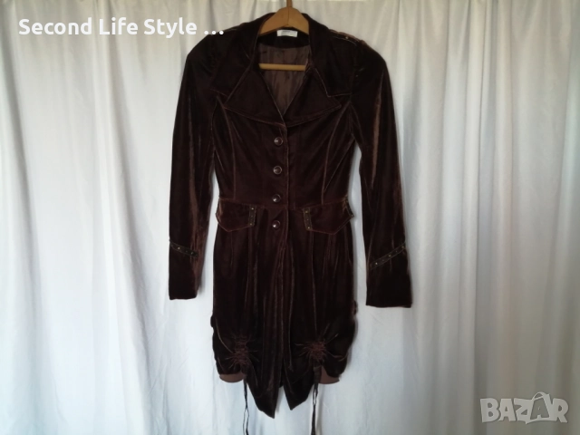 Стиймпънк дамска кадифена рокля/туника с капси и копчета р-р M