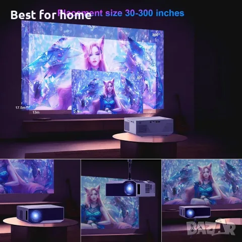 Проектор с Wifi и Bluetooth, вграден 1080P Bluetooth проектор, 18000 лумена, снимка 6 - Плейъри, домашно кино, прожектори - 55833050