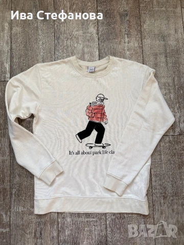 Нова бяла с апликация картинка спортна блуза zara Zara Зара, унисекс модел мъжки и женски Египет 