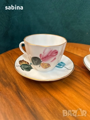 Руски/съветски сериз Сватбен подарък или Рози на ЛФЗ Ломоносов, снимка 7 - Сервизи - 51749937