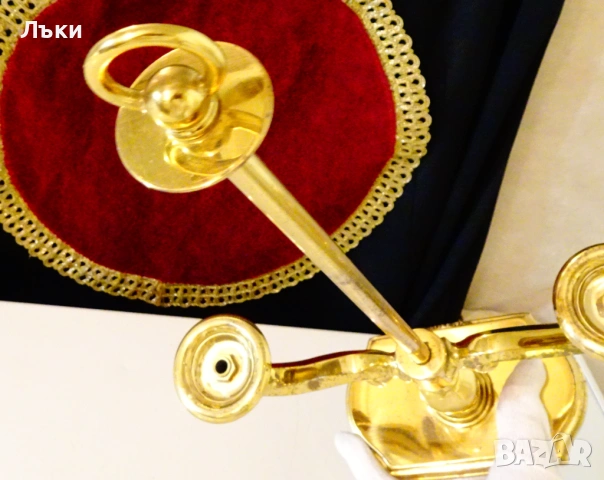 Бронзов свещник,позлата,42 см.,1.2 кг. , снимка 4 - Антикварни и старинни предмети - 54083478