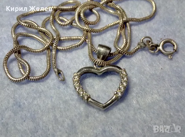 СКЪПОЦЕНЕН БЕЛ ЕПОК СТИЛ СРЕБЪРЕН ПЕНДАНТ СЪРЧИЦЕ РОДИРАНО СРЕБРО с ЦИРКОНИ и СРЕБЪРНА ВЕРИЖКА 49543