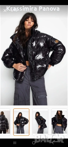 Черно лъскаво яке, снимка 2 - Якета - 53925873