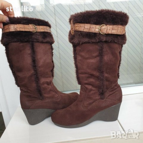 Топли дамски ботуши на удобна платформа, снимка 3 - Дамски ботуши - 31799158