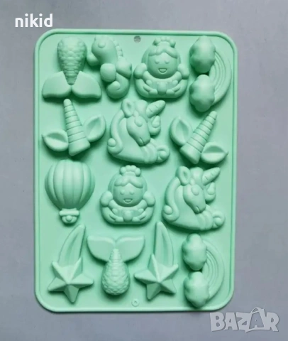 Еднорог рога принцеса опашка русалка въздушен аеро балон падаща звезда дъга силиконов молд форма, снимка 6 - Форми - 41187165