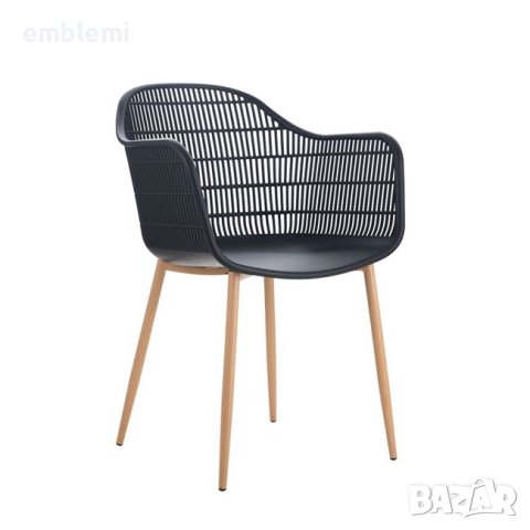 Стол градински трапезен Berry Черен с кафеви крака