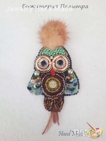 Брошка"Бухал"-ръчно изработена, снимка 2 - Други - 34335658