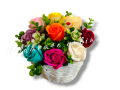 Букет от ароматни сапунени рози в ръчно изработена бяла кашпа Подходящ подарък за всеки повод , снимка 3