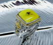 Масивен сребърен пръстен с Балтийски кехлибар и запазен в него паяк., снимка 2