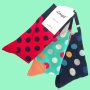 Цветни памучни дамски/юношески чорапи на точки, снимка 1